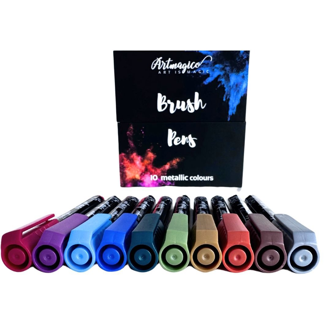 Artmagico Brush pens 10 ks, metalické odstíny (0796554181967)-0
